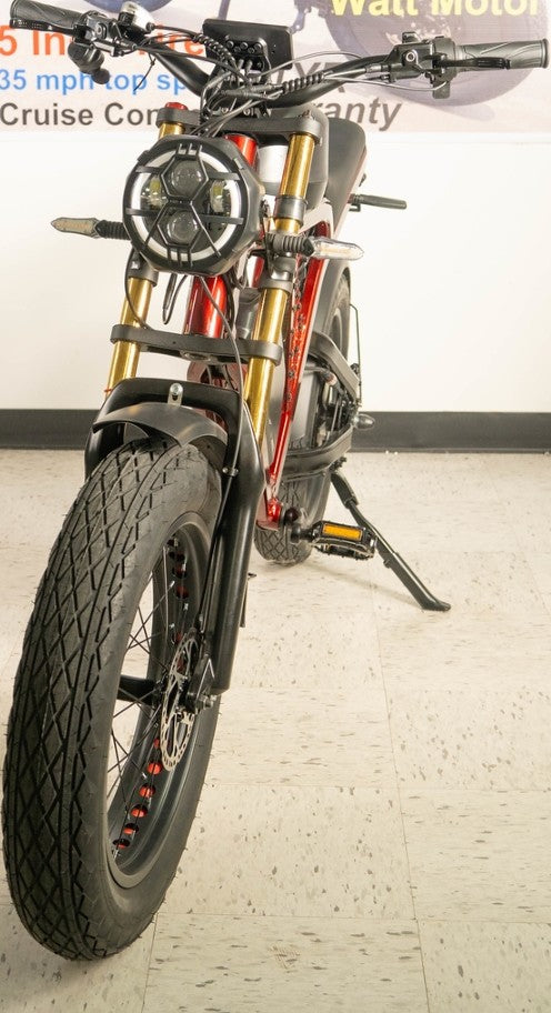 At MALL # 2 - Red & Blue 52 Volt Fast Motor & 55ah Combined Dual Battery with 1500 Watt/2000 Peak Powerful Motor With UL Rated for Safety & 40 mph Top Speed & LOWER SPEED CAN BE PROGRAMMED