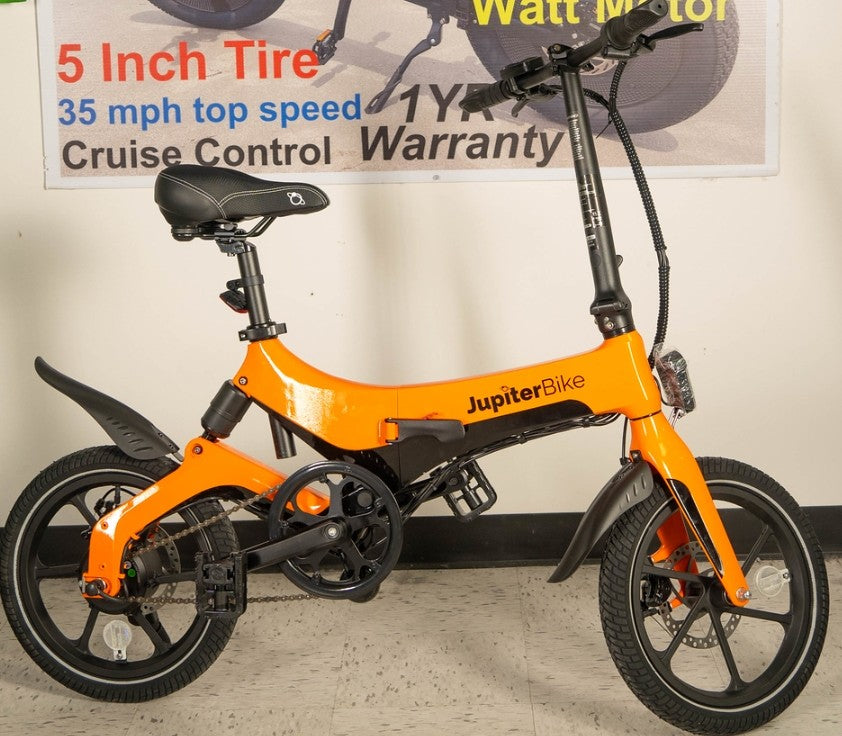 jupiter bike unisex 10 in. dia. electric folding bicycle Jupiter x5 Foldable with Rear Dampier Shock & UL Rated for Safety & 16 – Zoo Keeper Bike
